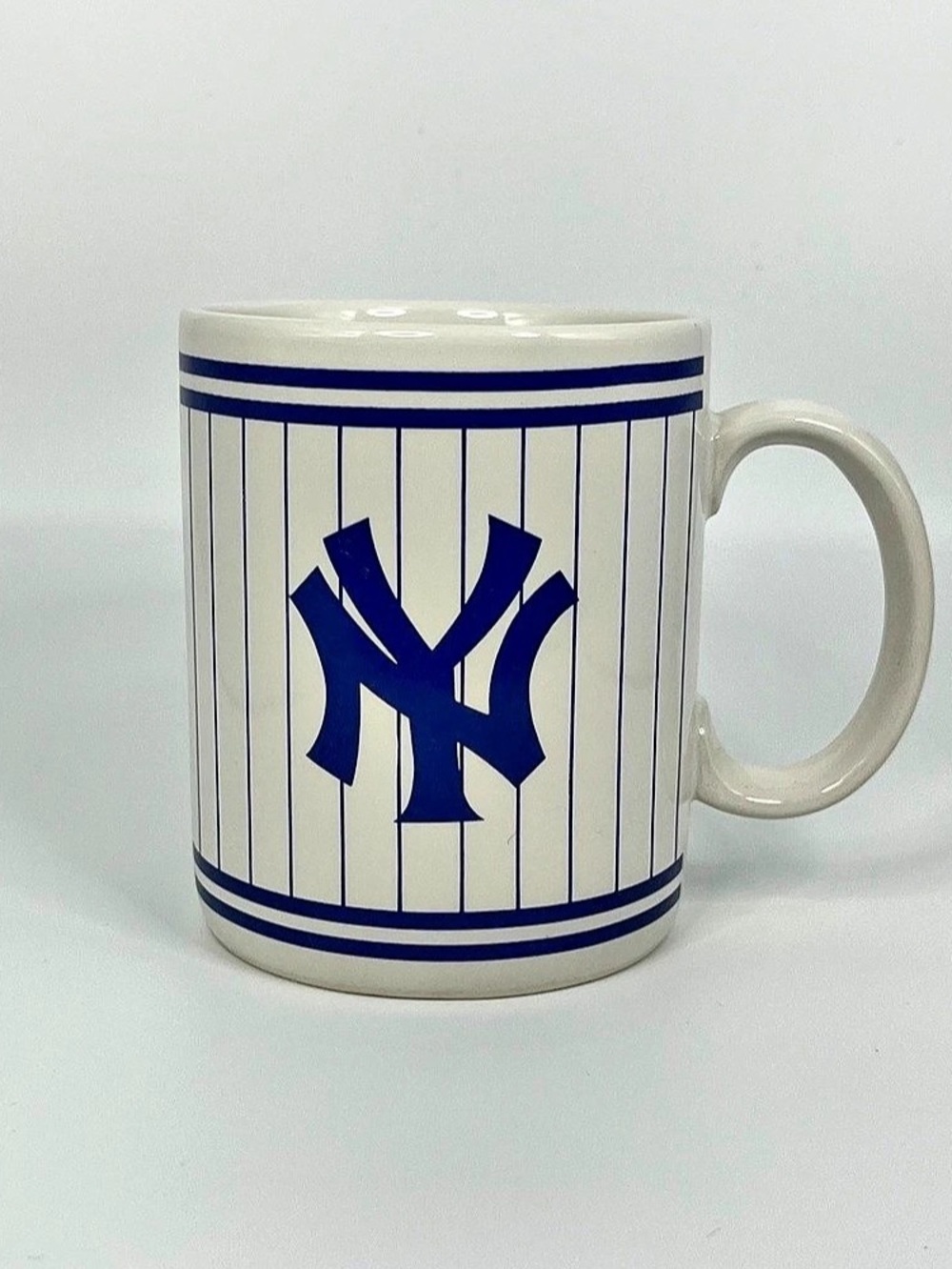 Vintage 1980s New York Yankees Papel MLB Coffee Mug Pinstripe Ceramic NY Yankees